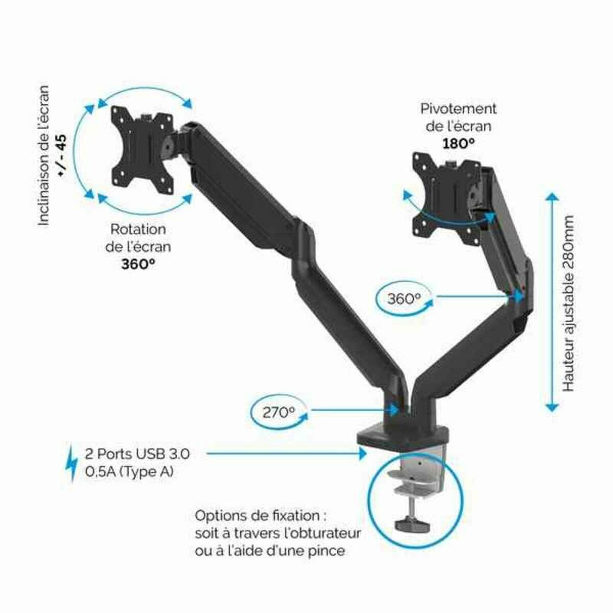 TV Wall Mount with Arm Fellowes 8042501 Multi-arm Black 16 Kg