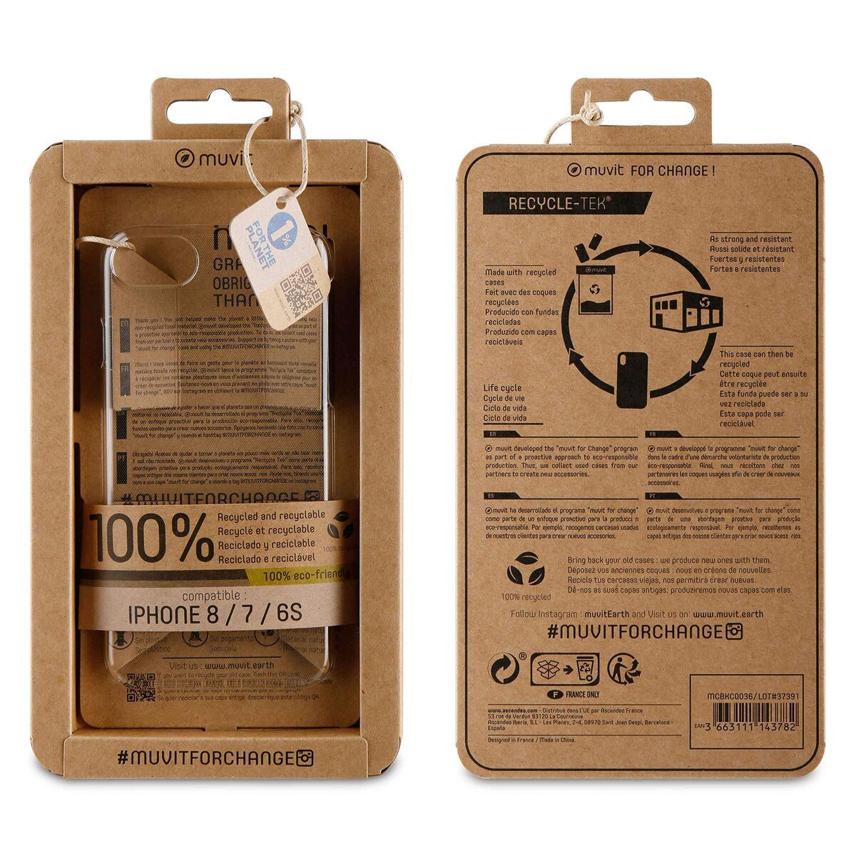Tablet cover Muvit Black Transparent