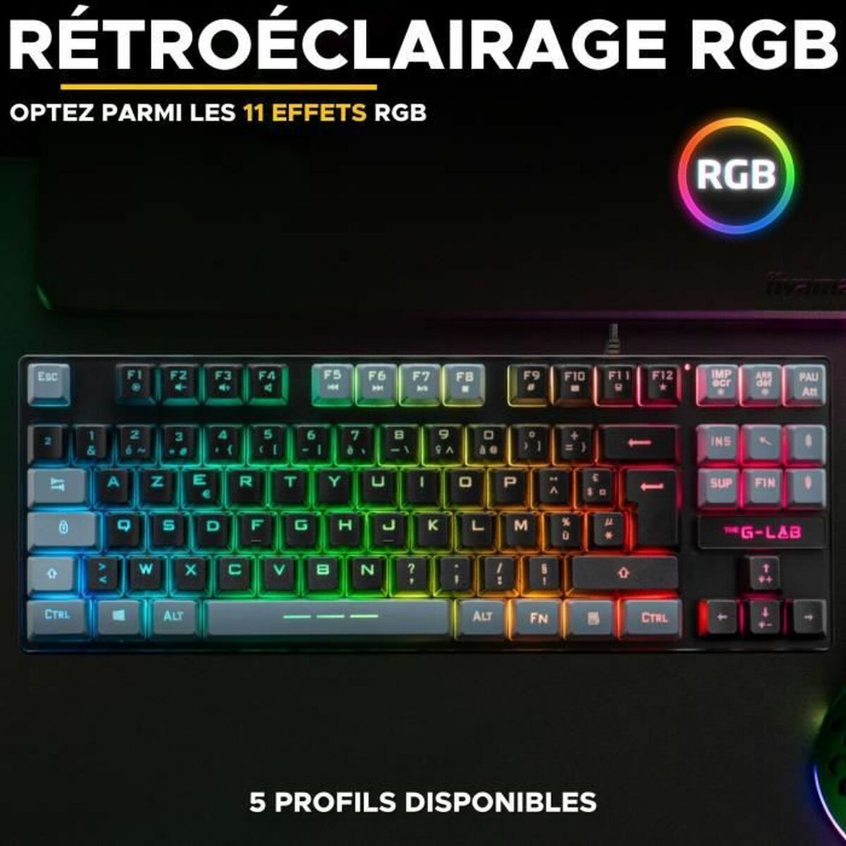 Keyboard The G-Lab KEYZ CAESIUM Black Grey Azerty French