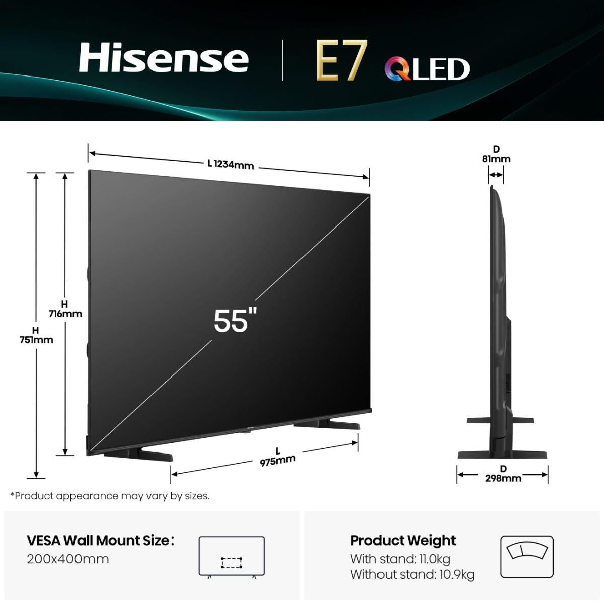 Smart TV Hisense 55E77Q 55 55" 4K Ultra HD HDR QLED