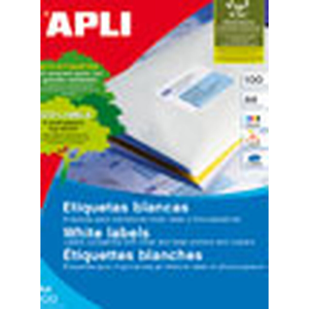 Adhesive labels Apli 01299 100 Sheets 105 x 29 mm White