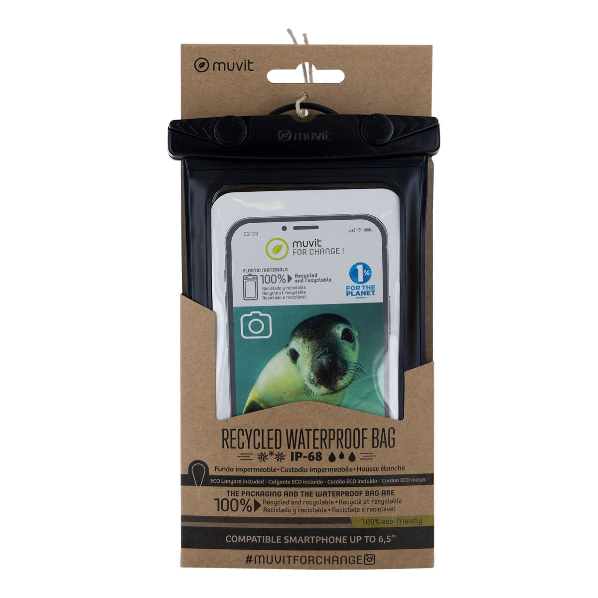 Waterproof case Muvit for Change Black Universal 6,5" (6,5")