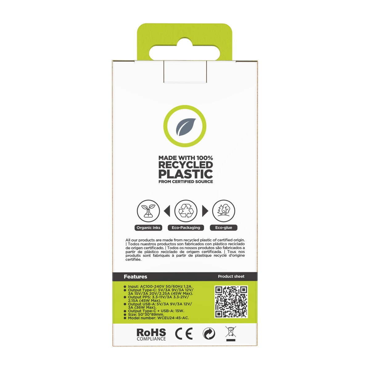 Wall Charger Muvit for Change WCEU24-45-AC Lavendar 45 W