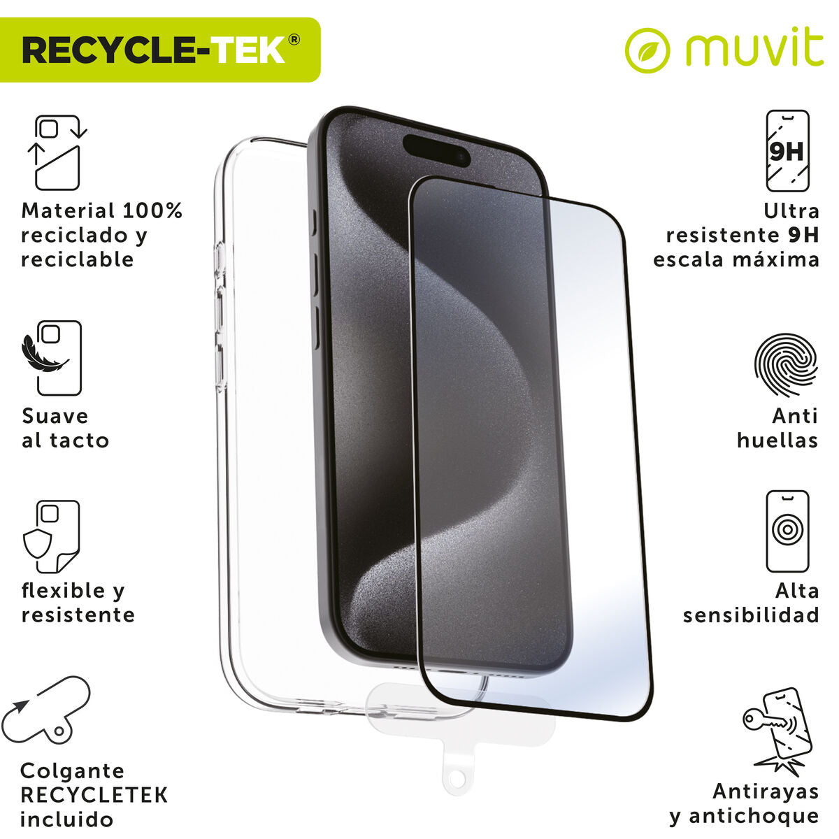 Mobile Case and Protector Muvit for Change iPhone 16 Black