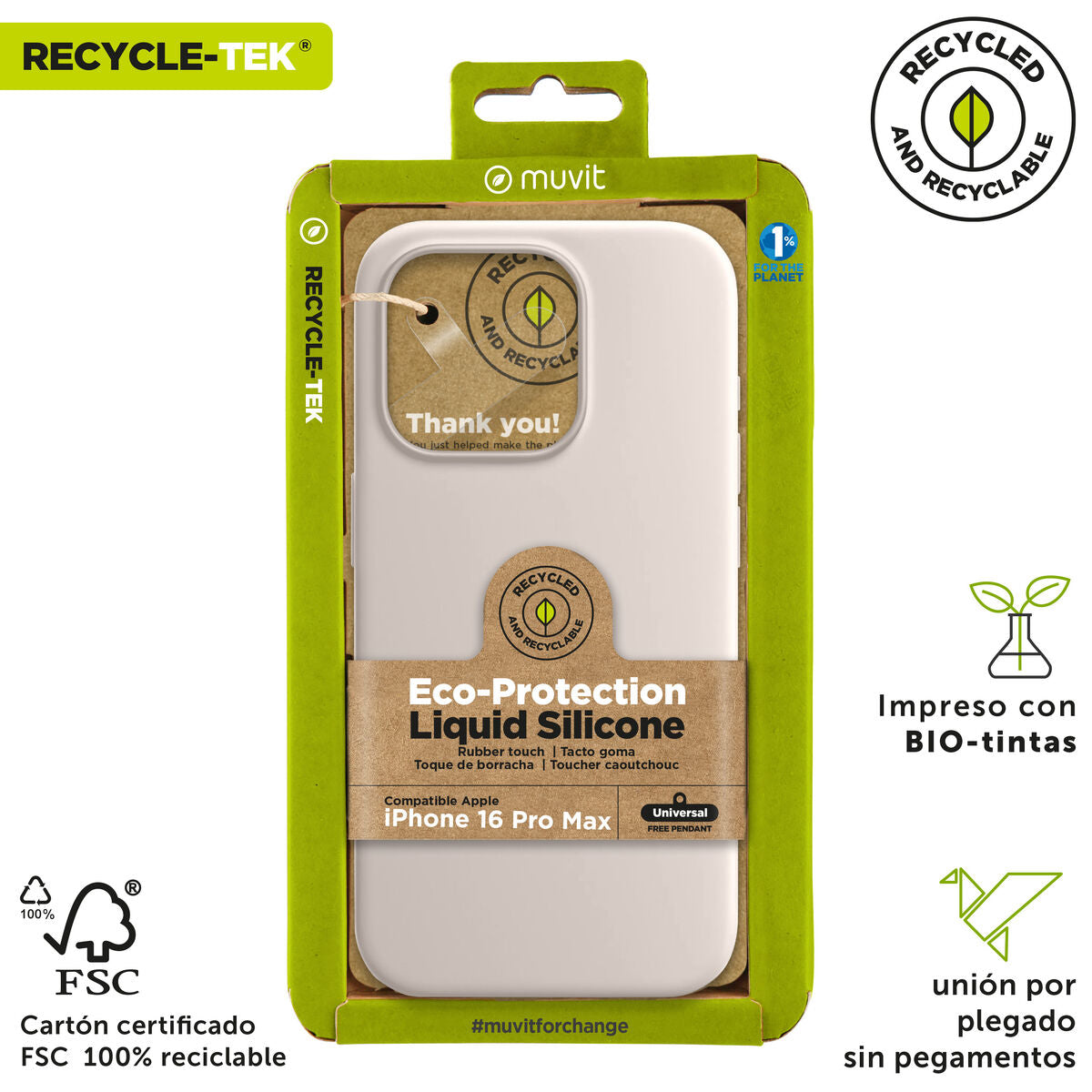 Mobile cover Muvit for Change iPhone 16 Pro Max Nude