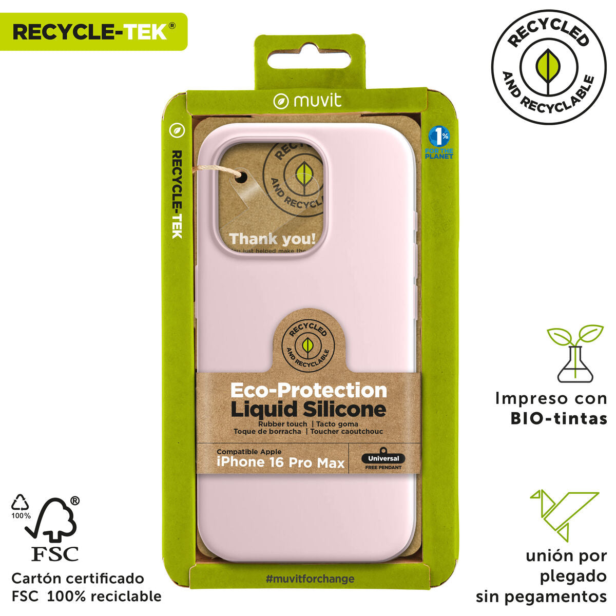 Mobile cover Muvit for Change iPhone 16 Pro Max Pink