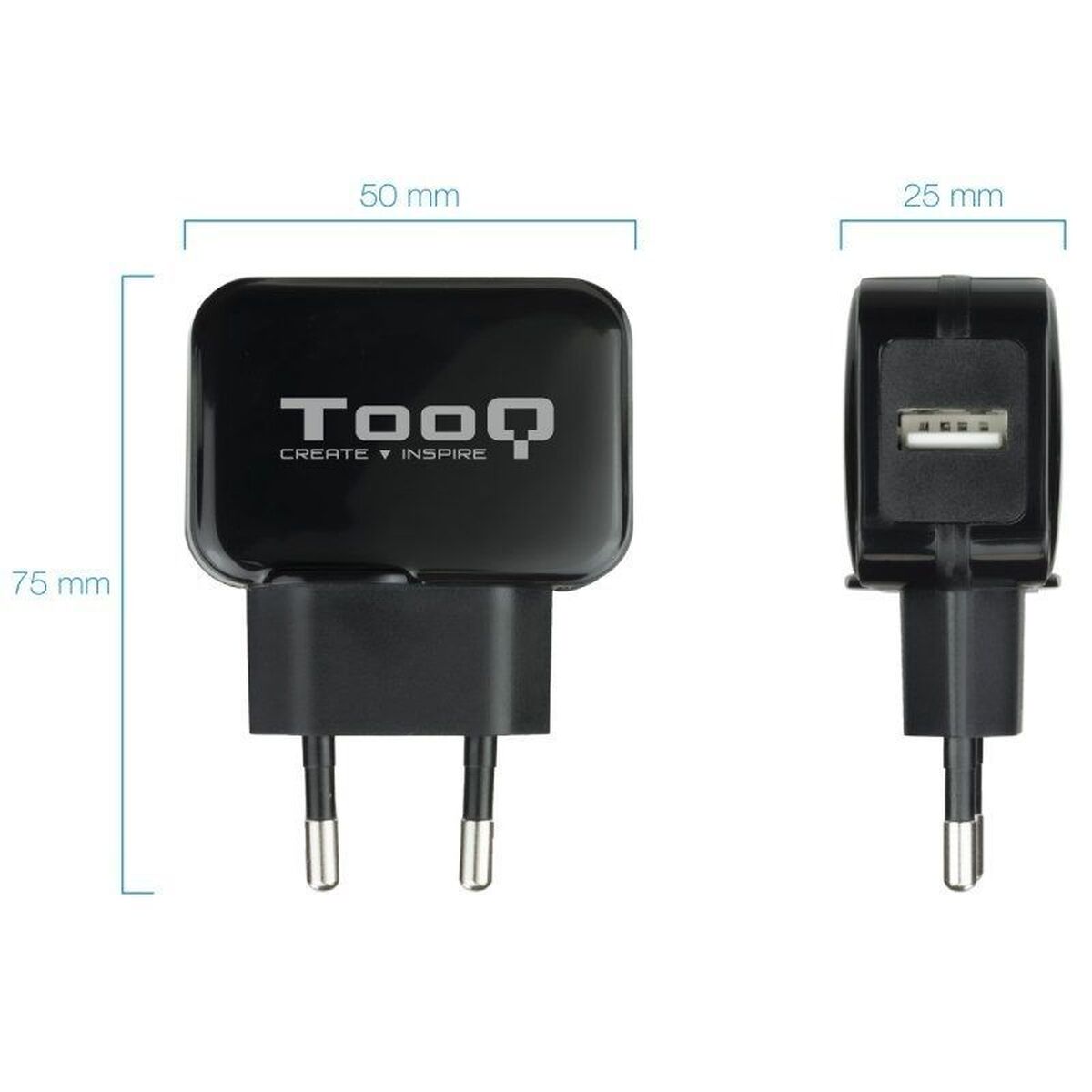 Wall Charger TooQ TQWC-1S01 Black 12 W