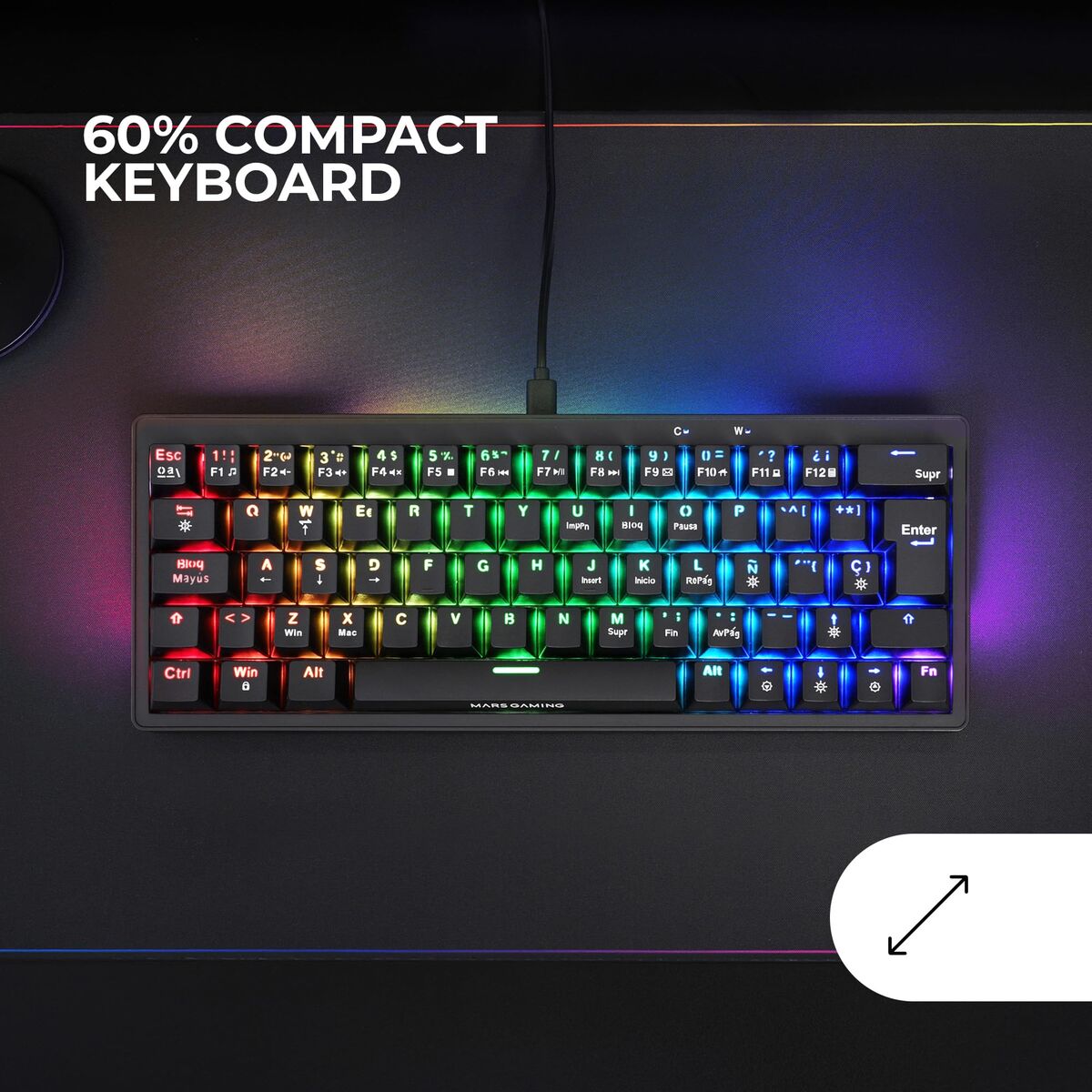 Gaming Keyboard Mars Gaming MKMINIPROBRES Black Qwerty US