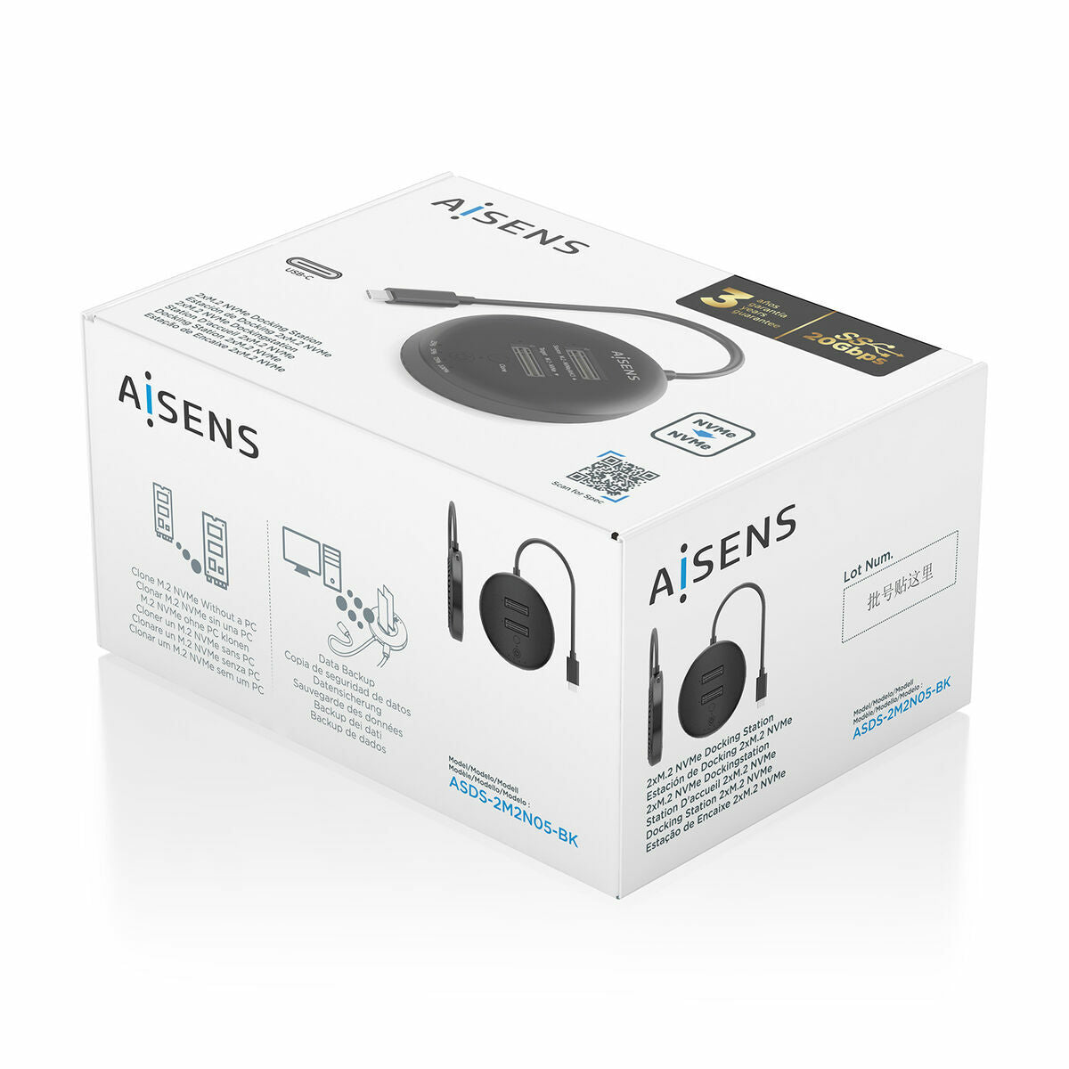 Charging base Aisens ASDS-2M2N05-BK Black