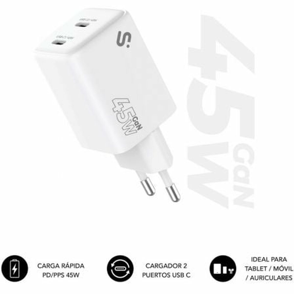 Wall Charger Subblim SUBCHG-6G4520 White 120 W 45 W