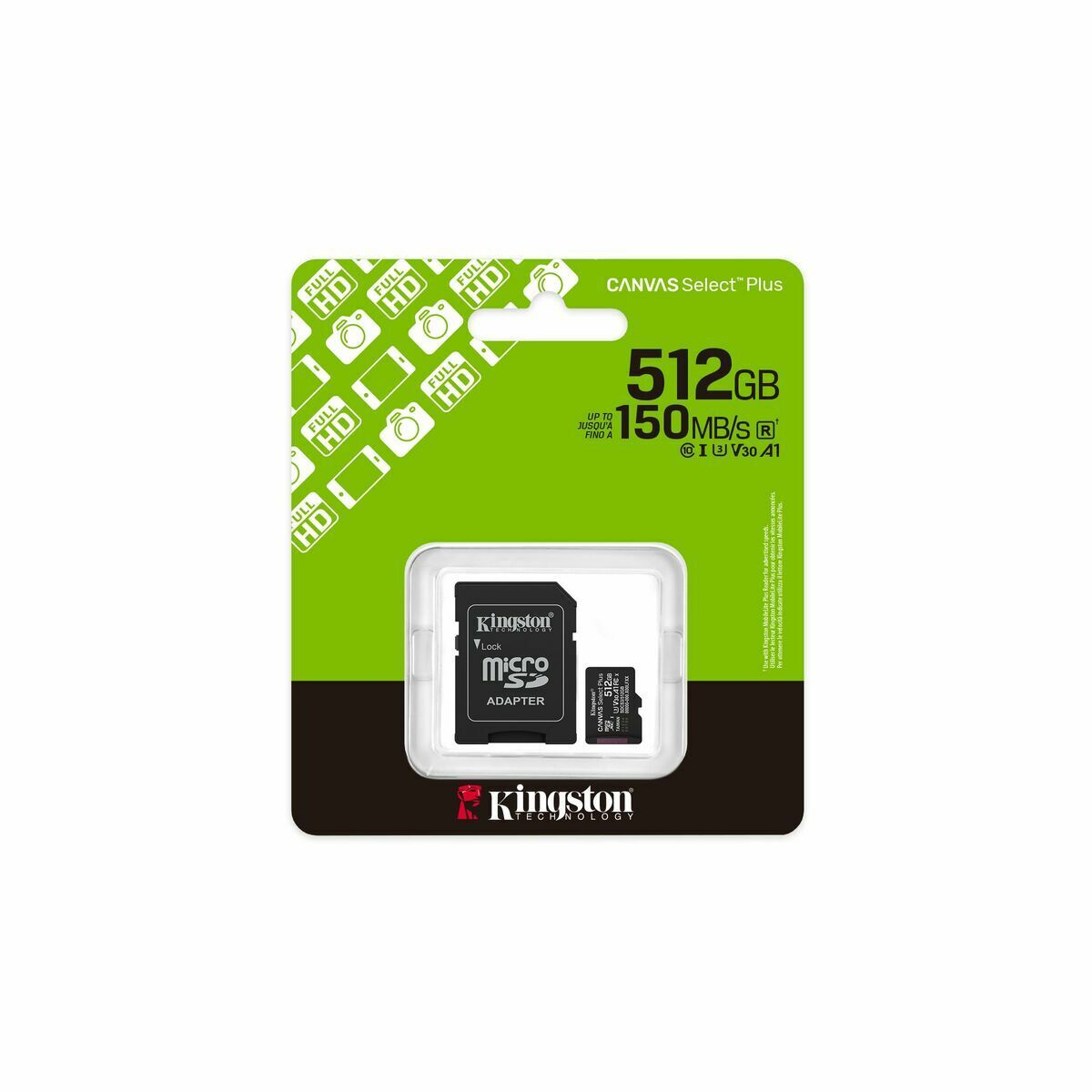 Micro SD Memory Card with Adaptor Kingston CANVAS Select Plus 512 GB