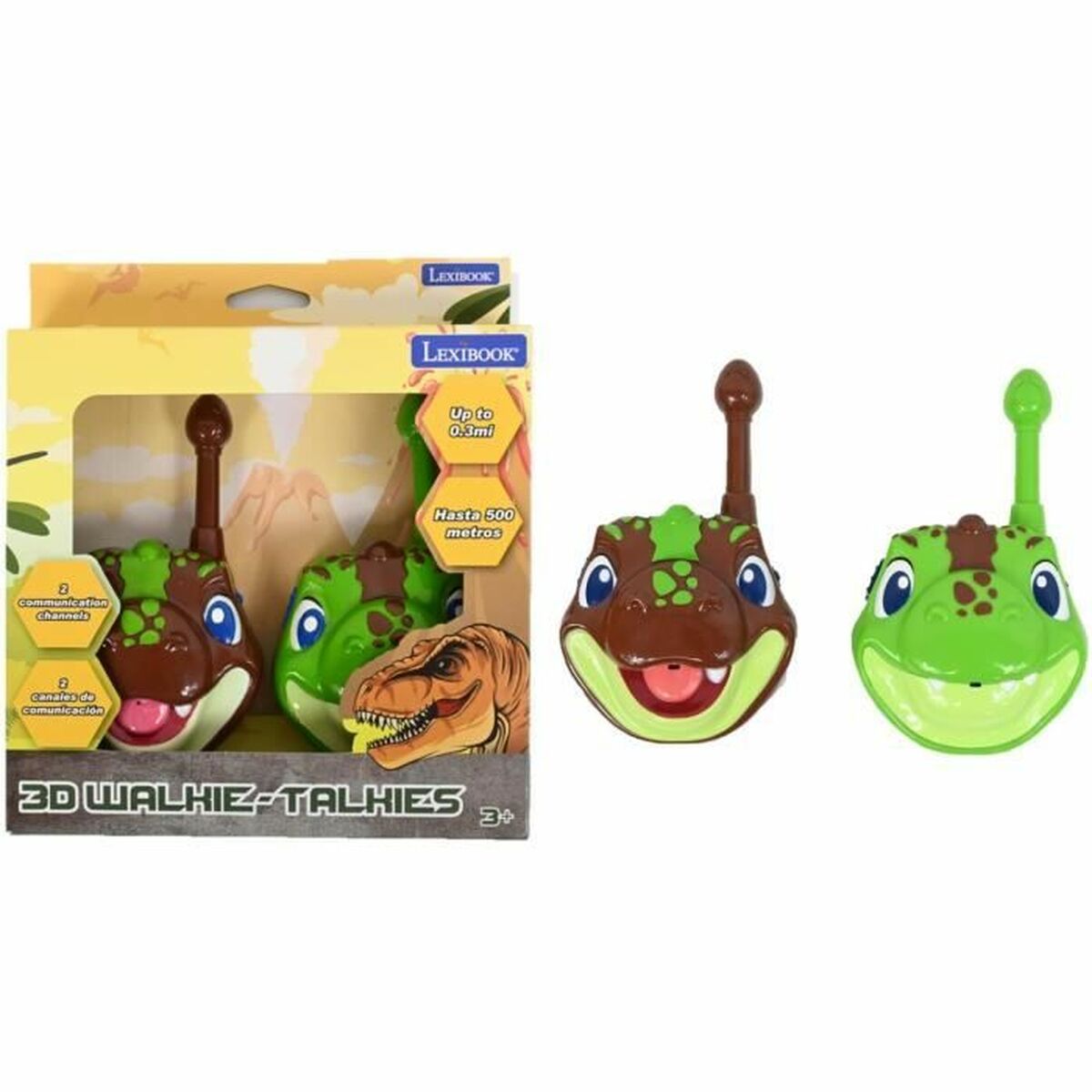 Walkie-Talkie Lexibook Walkie talkie de dinosaurios en 3D de 500 m