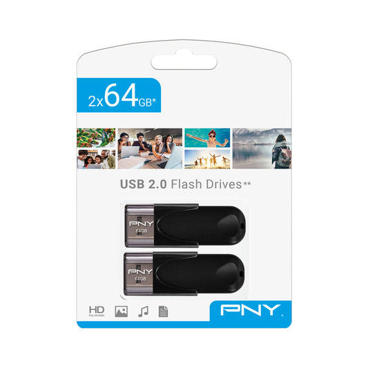 USB stick PNY FD64GATT4X2-EF Black 64 GB (2 Units)
