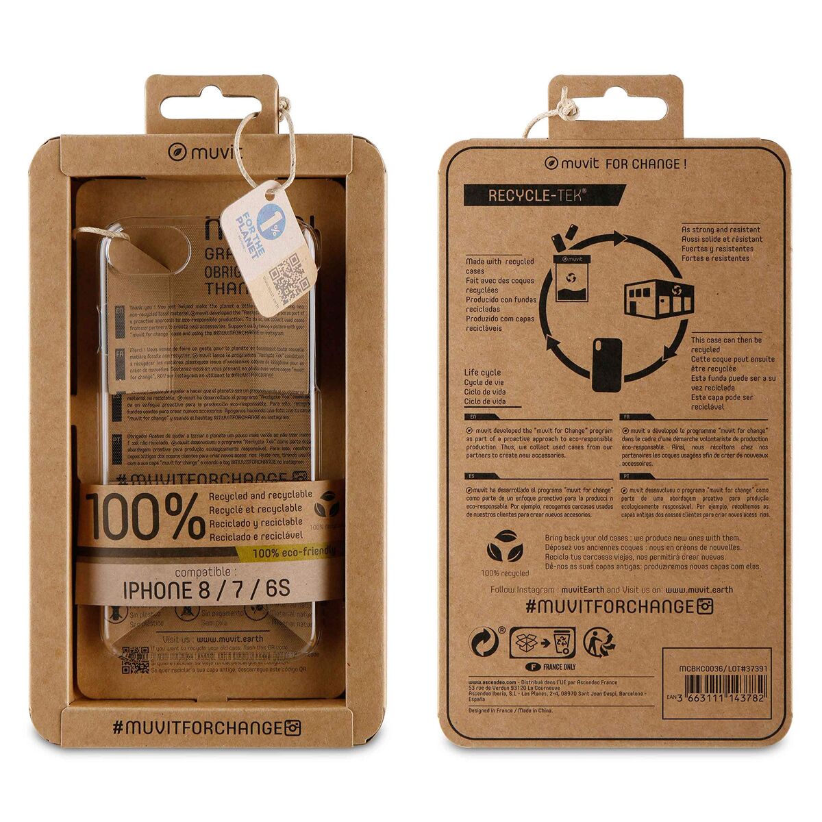 Tablet cover Muvit Black Transparent