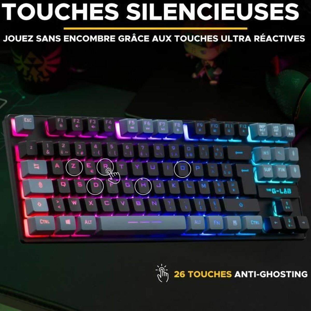 Keyboard The G-Lab KEYZ CAESIUM Black Grey Azerty French