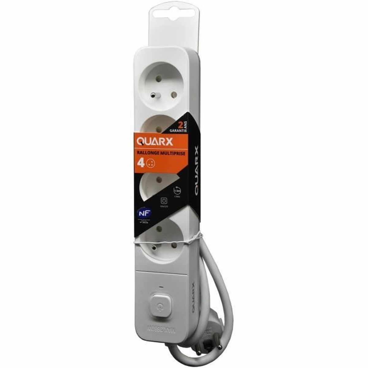 4-socket plugboard with power switch QUARX (3 m)