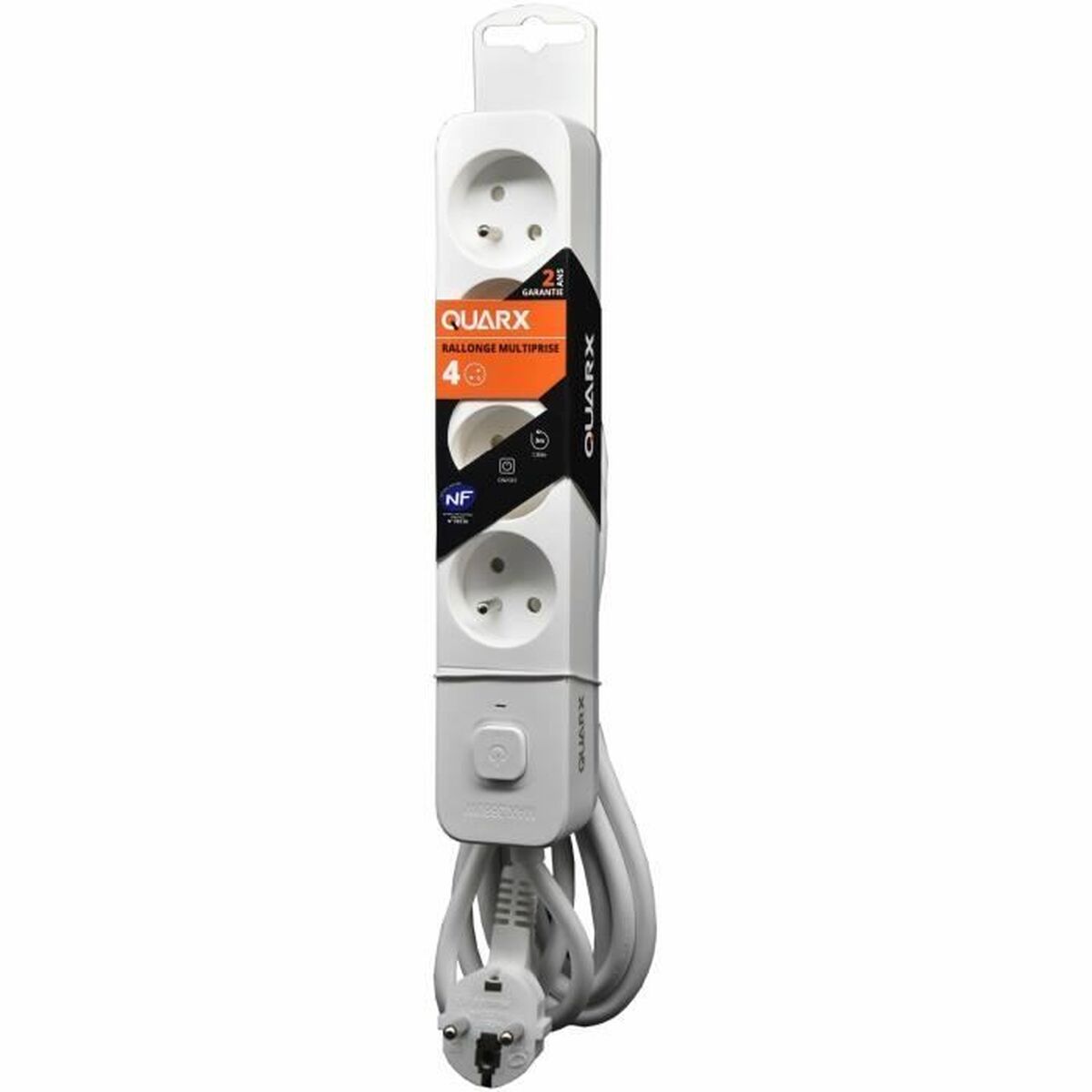4-socket plugboard with power switch QUARX (1,5 m)