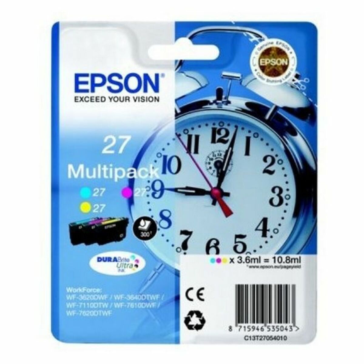 Original Ink Cartridge Epson C13T27054012 Tricolour Yellow Black Cyan Magenta Cyan/Magenta/Yellow