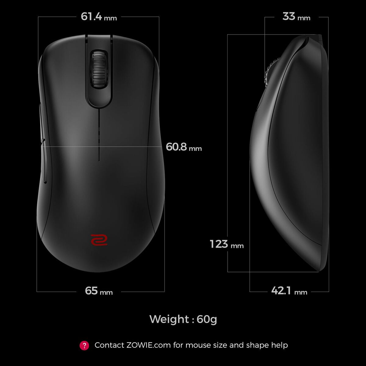 Mouse Zowie 9H.N4VBE.A2E Black 3200 DPI