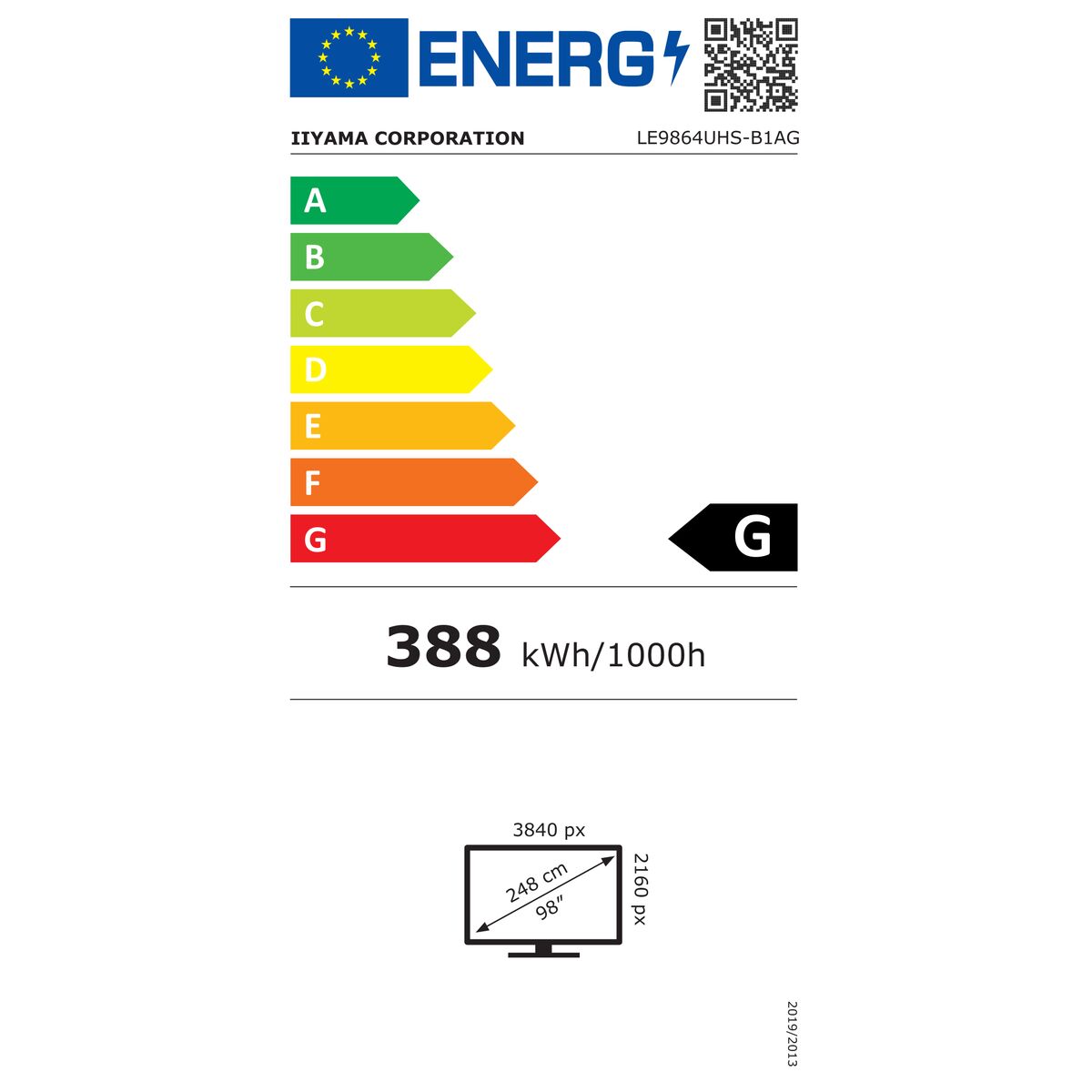 Videowall Monitor Iiyama LE9864UHS-B1AG 98" 4K Ultra HD LCD