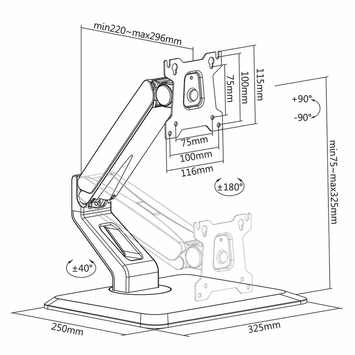 Screen Table Support Neomounts FPMA-D885BLACK