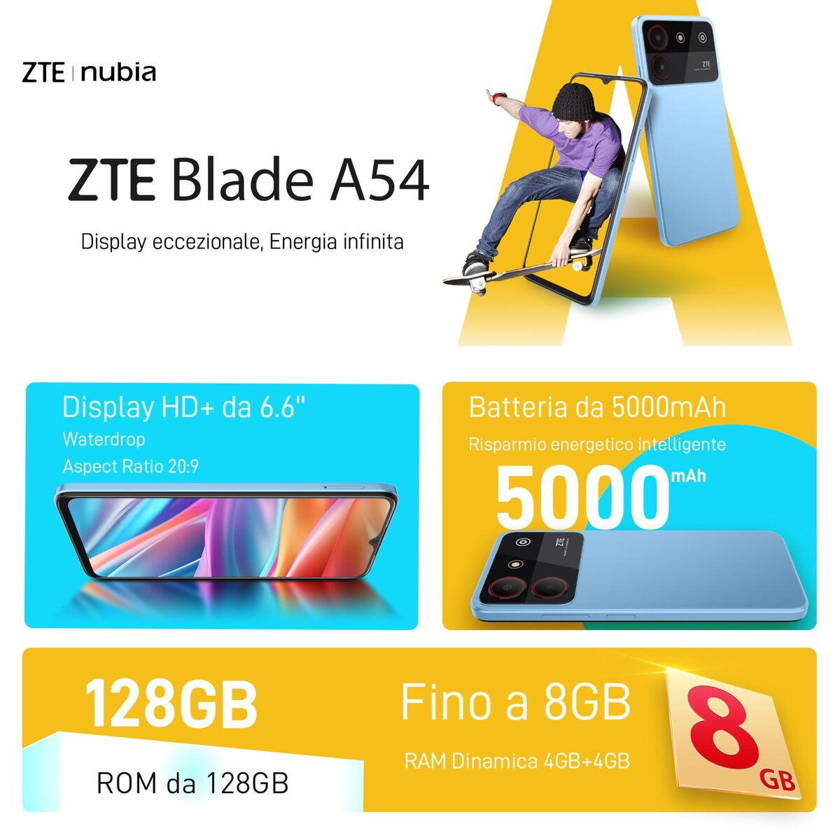 Smartphone ZTE Blade A54 6,6" Octa Core 4 GB RAM 128 GB Blue