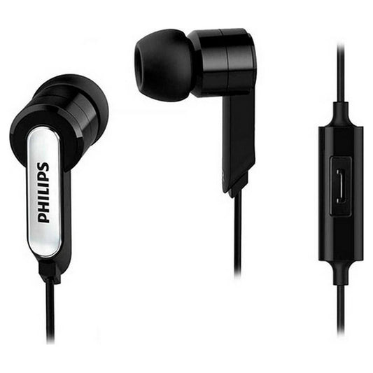 Headphones with Microphone Philips SHE1405BK/10 Black Silicone