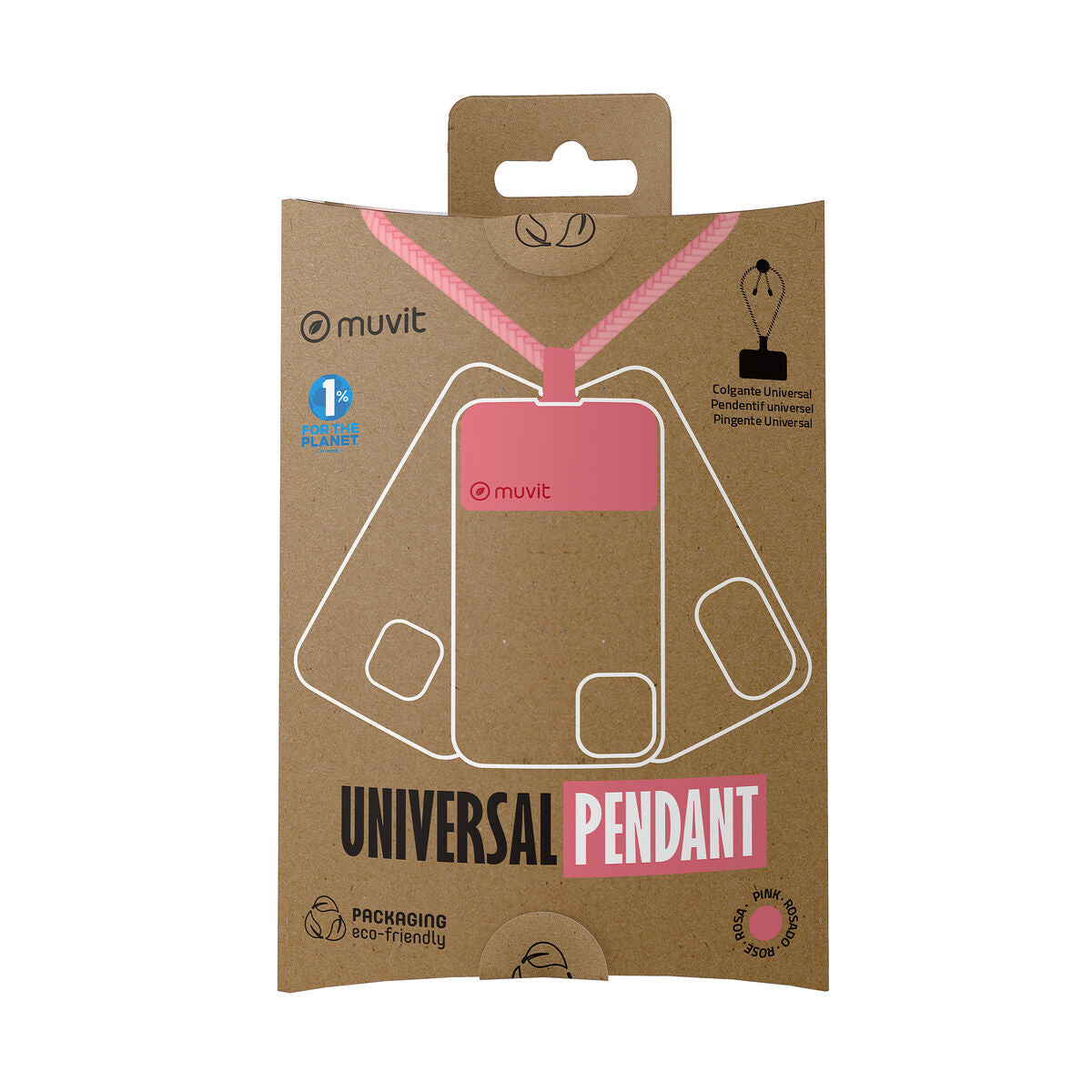 Mobile Phone Lanyard Muvit for Change Pink