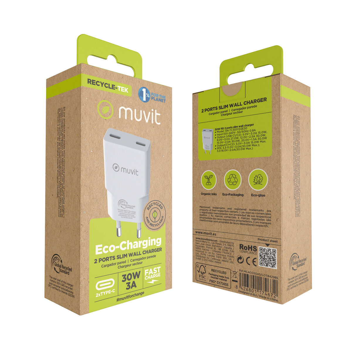 Car Charger Muvit for Change HC-263C White 30 W