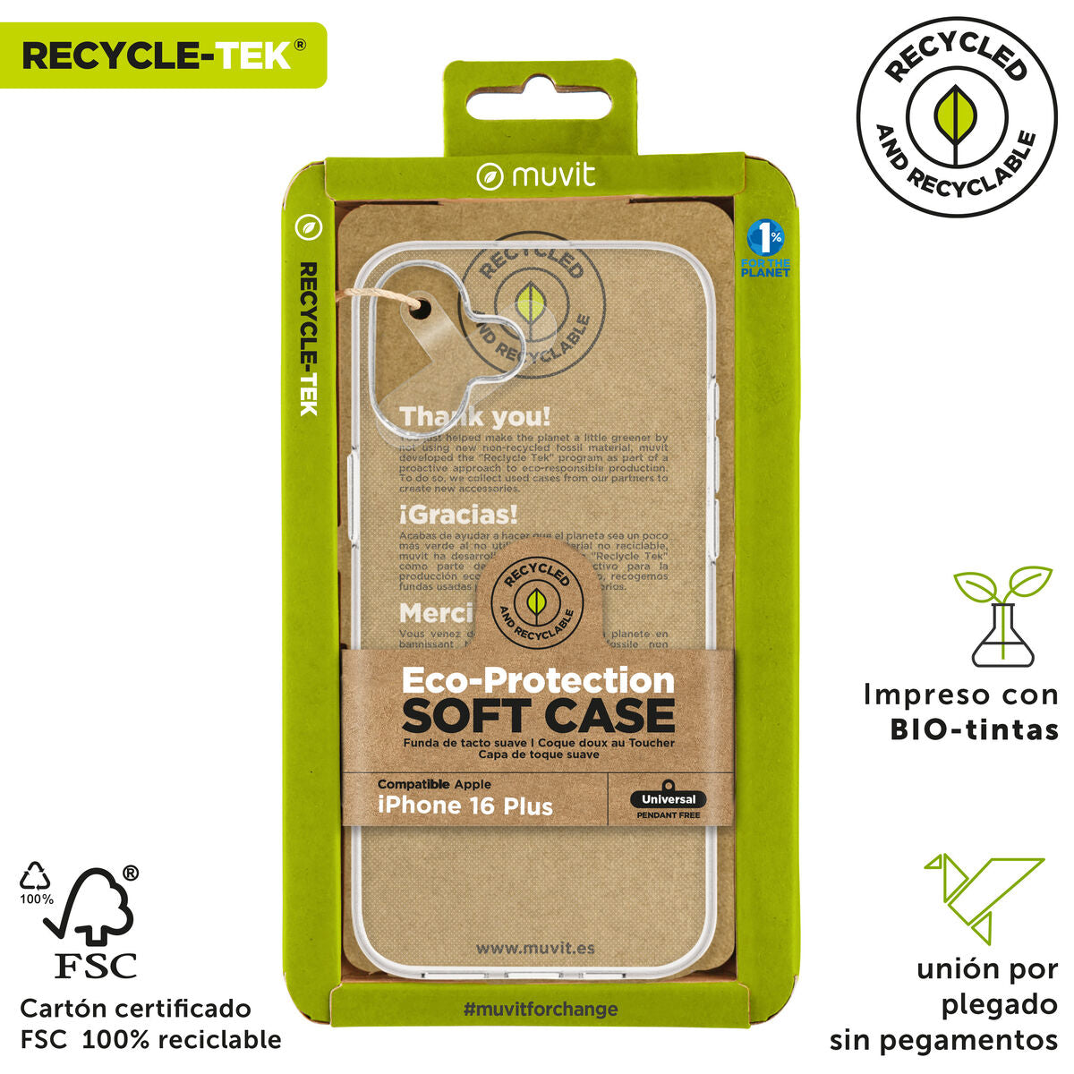 Mobile cover Muvit for Change iPhone 16 Plus