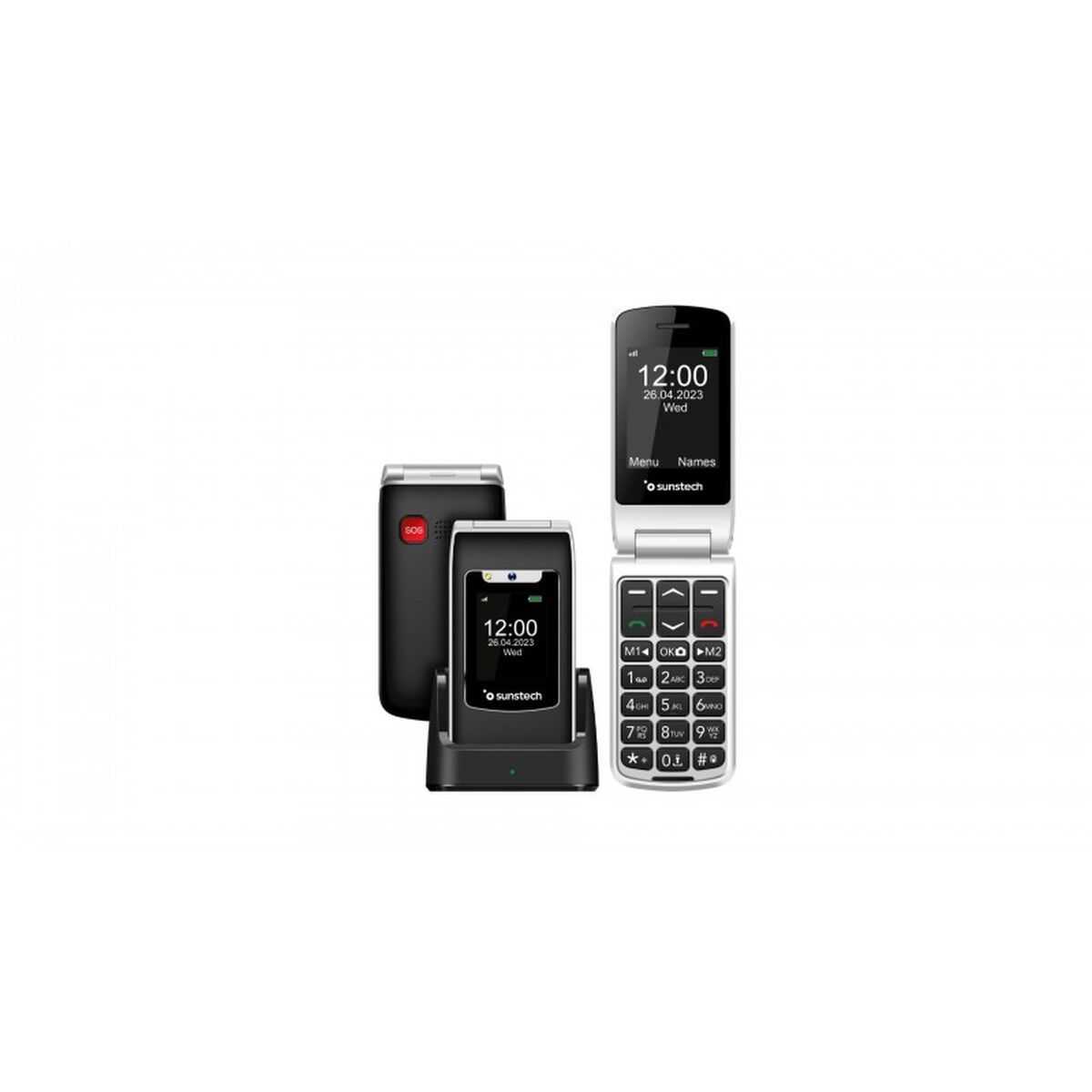 Mobile telephone for older adults Sunstech CELT23BK Black 128 GB 2.4"