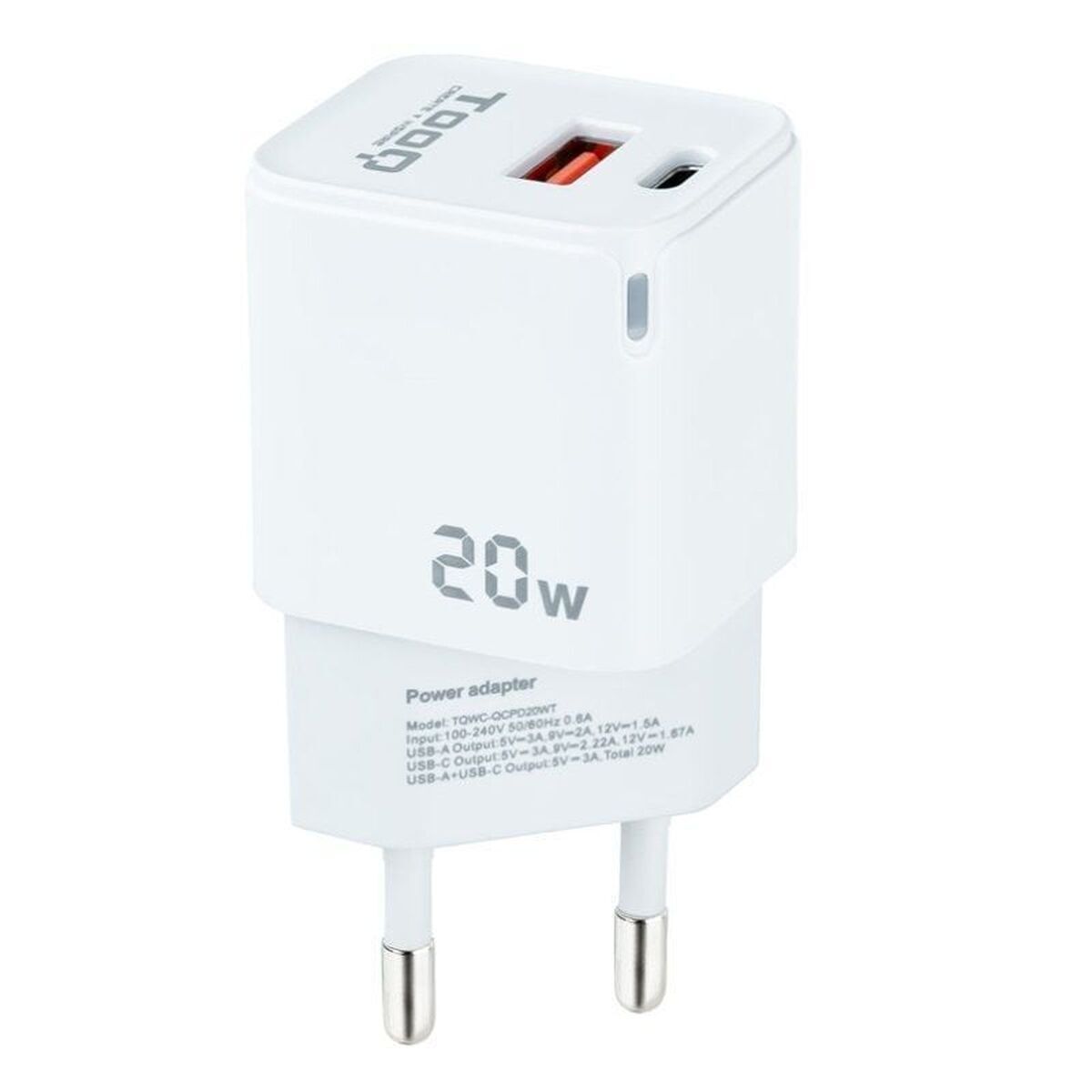 Wall Charger TooQ TQWC-QCPD20WT White 20 W (1 Unit)