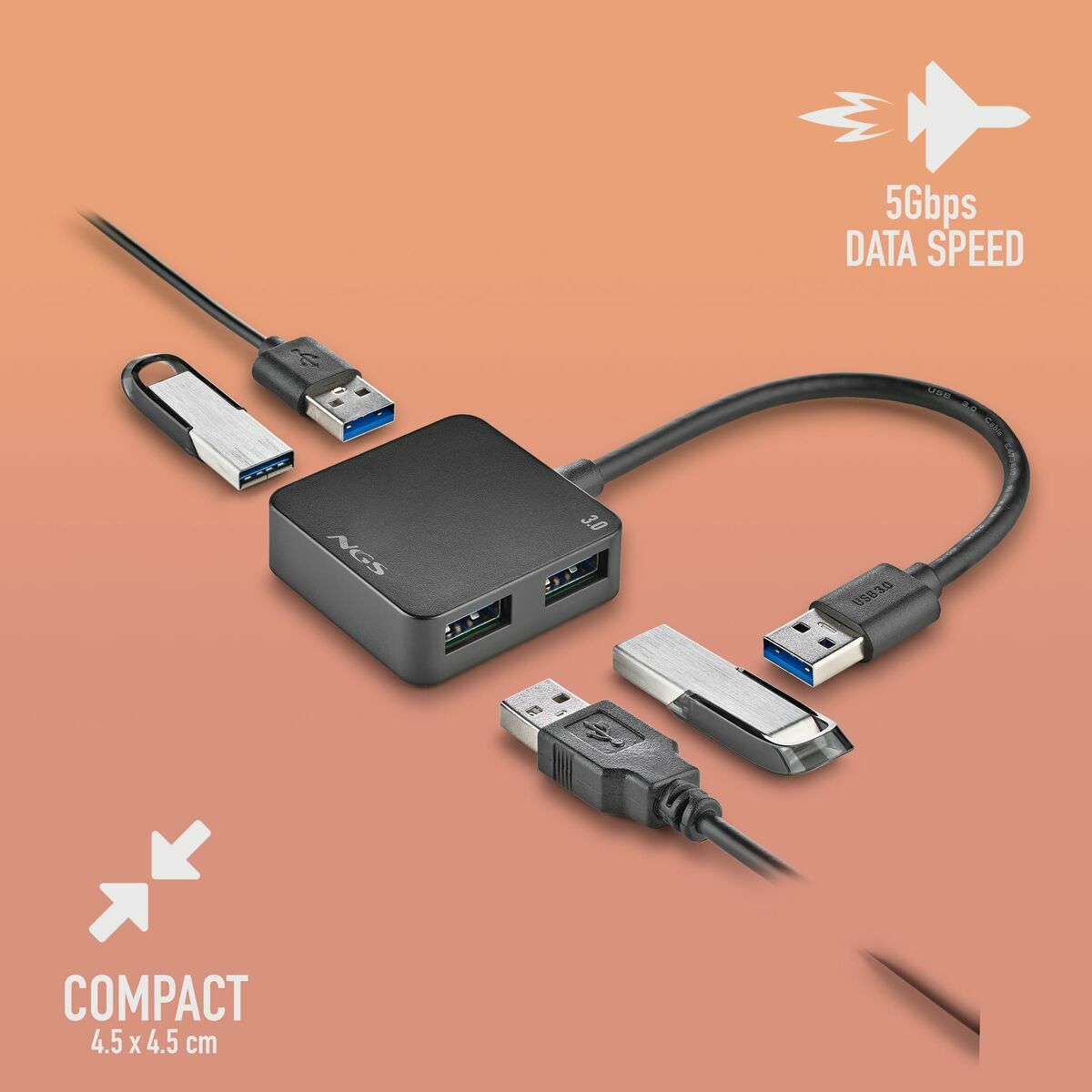 USB Hub NGS IHUB3.0TINY Black