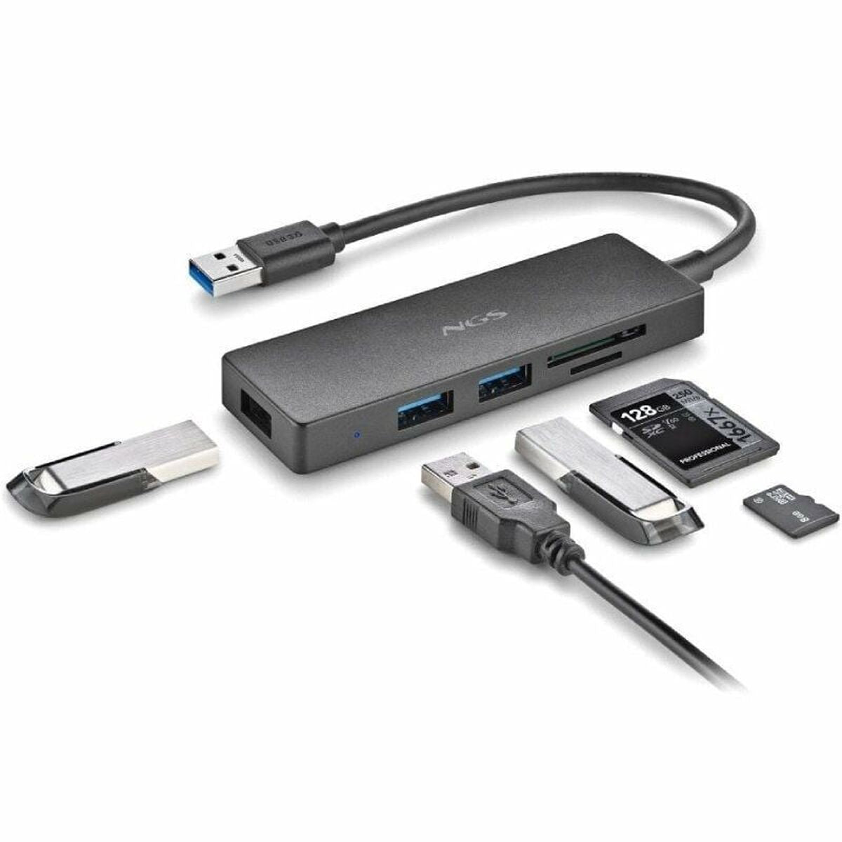 USB Hub NGS IHUBREADER Black