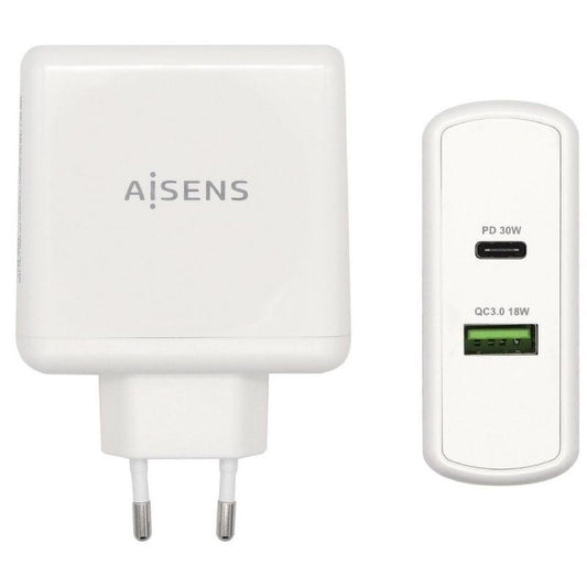 USB Wall Charger Aisens ASCH-2PD30QC-W White 48 W USB-C (1 Unit)