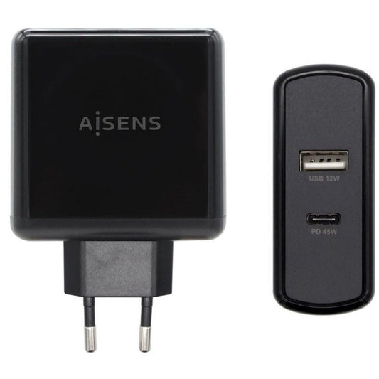 USB Wall Charger Aisens ASCH-2PD45A-BK 57 W Black USB-C