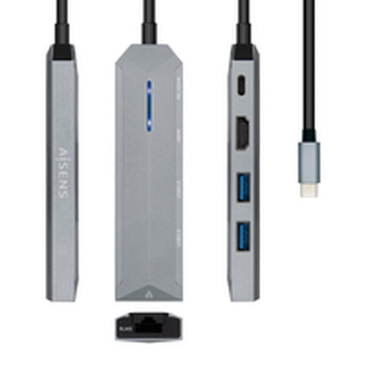 USB Hub Aisens ASUC-5P003-GR Grey 100 W (1 Unit)