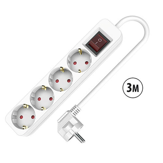 4-socket plugboard with power switch TM Electron TMUAD534S White 3680 W (3 m)