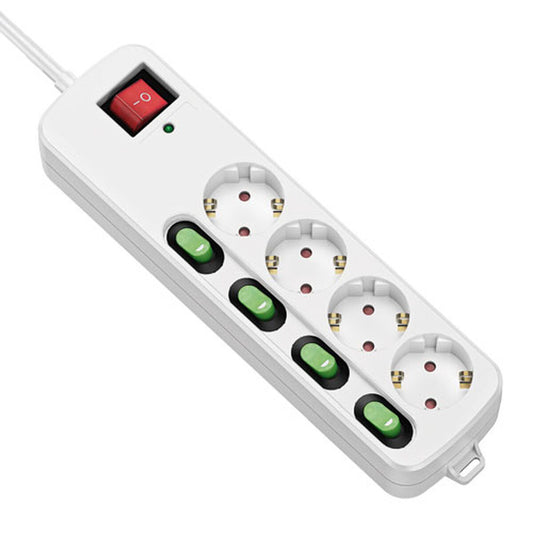 4-socket plugboard without power switch TM Electron TMUAD554 White 3680 W (1,5 m)