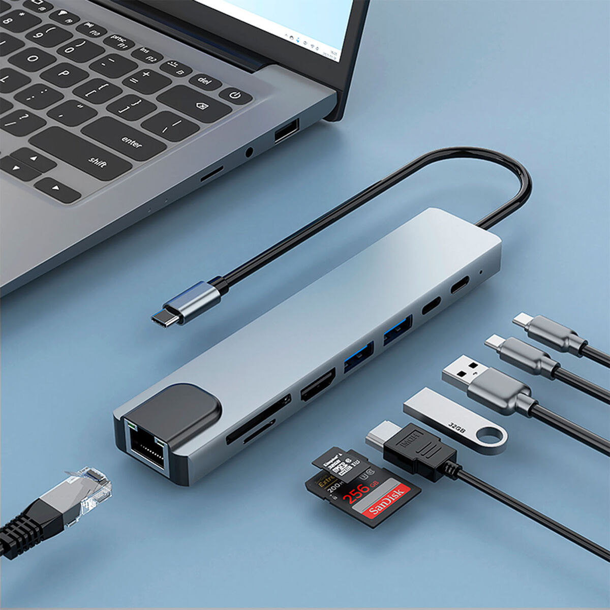 USB Hub CoolBox COO-DOCK-C-81 Grey 100 W