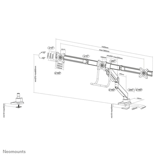 TV Mount Neomounts NM-D775DX3WHITE 17" 27" 6 Kg